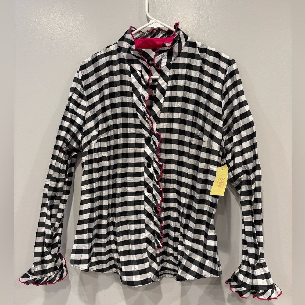 Beluva San Francisco Checkered blouse Size Large New with tag